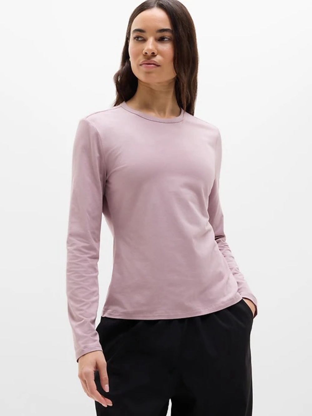 Athleta Long-Sleeve Crewneck Top | Light Purple | Women’s Small